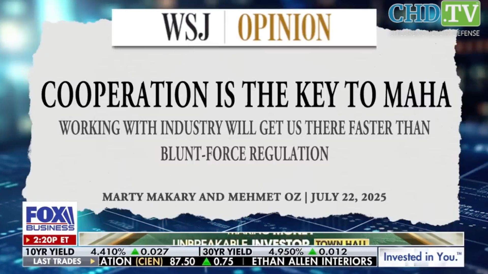 Oz, Makary Discuss Promoting Healthy Lifestyles and Eating Habits