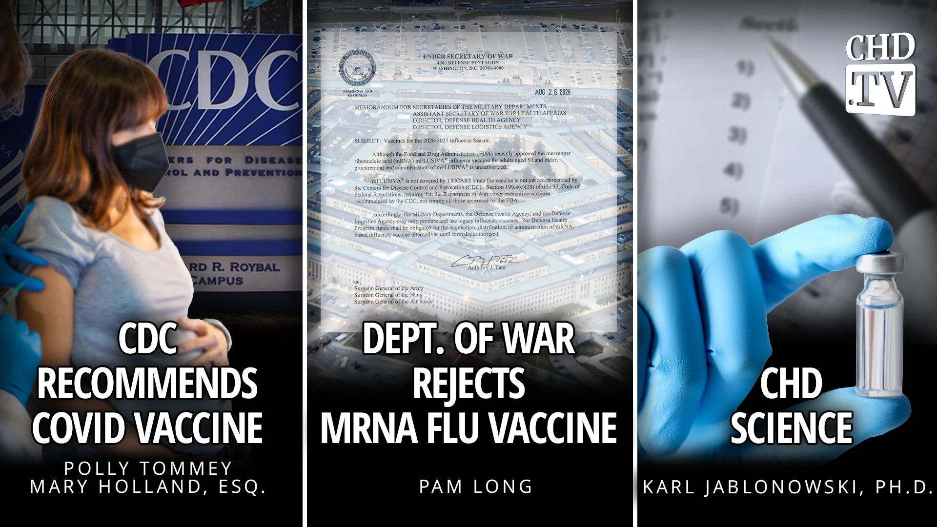CDC  Recommends  COVID Vaccine + Dept. of War Rejects mRNA Flu Vaccine + CHD Science