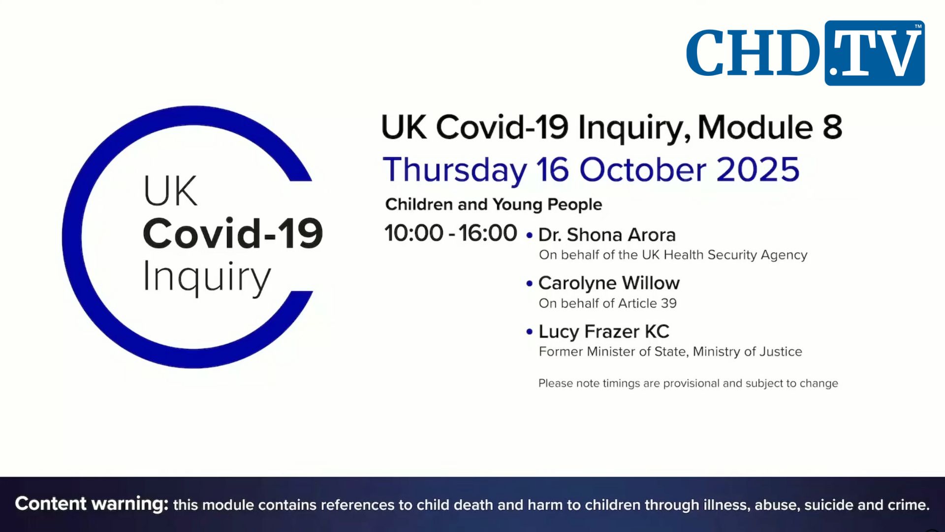 UK Covid-19 Inquiry Meeting | Oct. 16